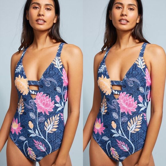 Anthropologie x Seafolly Deep-V One-Piece Swimsuit - Picture 1 of 6